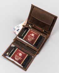 Peterson Velika rjava moška denarnica iz pravega usnja, brez zaponke