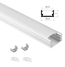 master LED ALU profil za LED trak 2m NADGRADNI SLIM 13,2x7mm – komplet