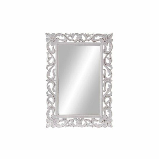 DKD Home Decor Stensko ogledalo DKD Home Decor Beli les Kristal MDF Les Cvetlični 40,5 x 1,5 x 59 cm