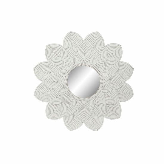 DKD Home Decor Stensko ogledalo DKD Home Decor 8424001849970 Flower Crystal White MDF Wood Stripped (120 x 2,5 x 120 cm)