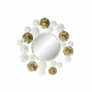 DKD Home Decor Stensko ogledalo DKD Home Decor Crystal Golden Metal White Flowers (60 x 5 x 60 cm)