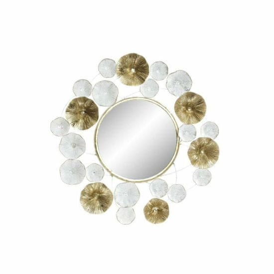 DKD Home Decor Stensko ogledalo DKD Home Decor Crystal Golden Metal White Flowers (60 x 5 x 60 cm)