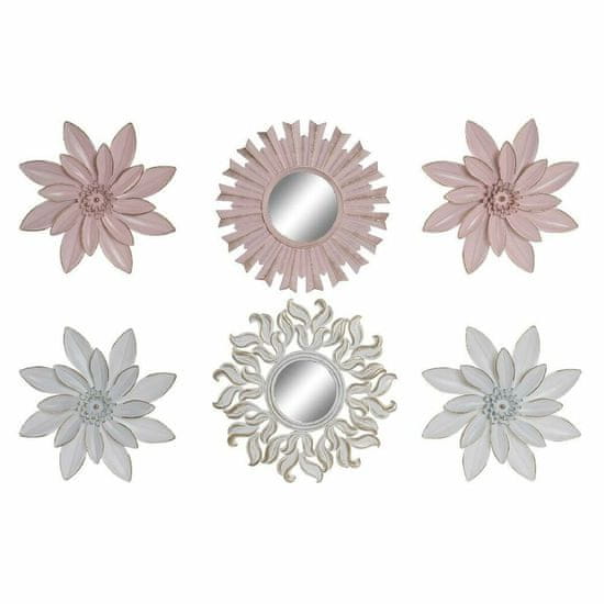DKD Home Decor Stensko ogledalo DKD Home Decor Crystal Pink White Flowers Karton polipropilen (3 kosi) (2 kosa) (25 x 2 x 35 cm)