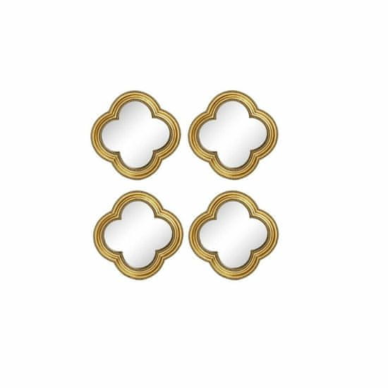 DKD Home Decor Stensko ogledalo DKD Home Decor 19,5 x 2,2 x 19,5 cm Kristalno zlata smola