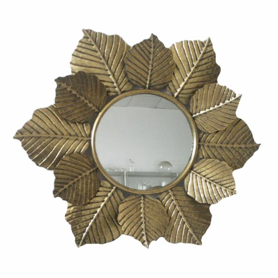 DKD Home Decor Stensko ogledalo DKD Home Decor Listi Golden Metal (70 x 8 x 60 cm)