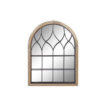 DKD Home Decor Stensko ogledalo DKD Home Decor Ogledalo Črna kovina Les Rjava okna Aluminij Koča (58 x 3 x 78 cm)