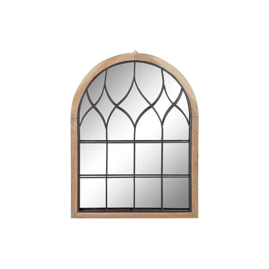 DKD Home Decor Stensko ogledalo DKD Home Decor Ogledalo Črna kovina Les Rjava okna Aluminij Koča (58 x 3 x 78 cm)