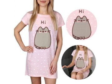 sarcia.eu Pusheen Roza, ženska spalna majica s pikami, bombažna spalna srajca