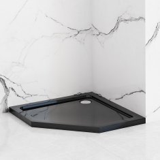 REA Diamantni tuš kad Black 90x90