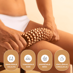 Homey Masažni valj za madero terapijo | Boljša cirkulacija in elastičnost kože | Masaža celotnega telesa | Lesen
