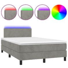 Vidaxl Box spring postelja z vzmetnico LED sv. siva 120x190 cm žamet
