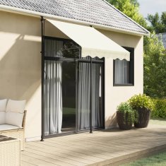 Vidaxl Zložljiva tenda krem 150x150 cm tkanina in jeklo