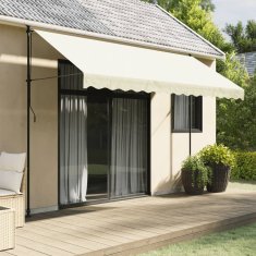 Vidaxl Zložljiva tenda krem 350x150 cm tkanina in jeklo