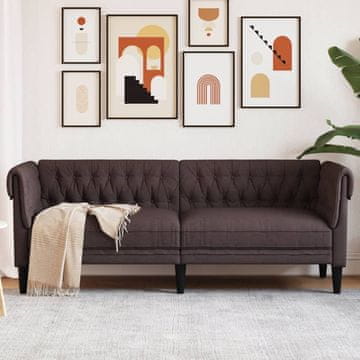Vidaxl vidaXL Chesterfield kavč, 3-sedežni, temno rjav, oblazinjenje iz blaga