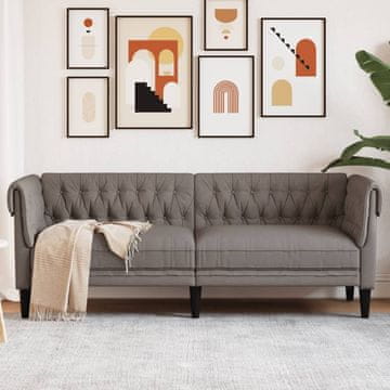 Vidaxl vidaXL Chesterfield kavč, 3-sedežni, taupe, oblazinjenje iz blaga