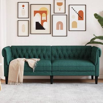 Vidaxl vidaXL Chesterfield kavč, 3-sedežni, temno zelen, oblazinjenje iz blaga