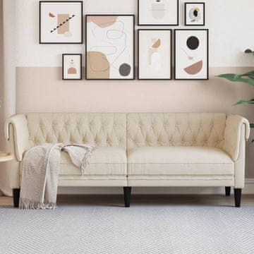 Vidaxl vidaXL Chesterfield kavč s tremi sedeži, oblazinjenje iz lana