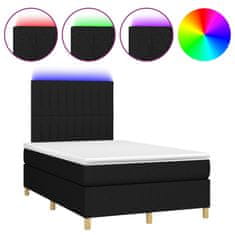 Vidaxl Box spring postelja z vzmetnico LED črna 120x190 cm blago