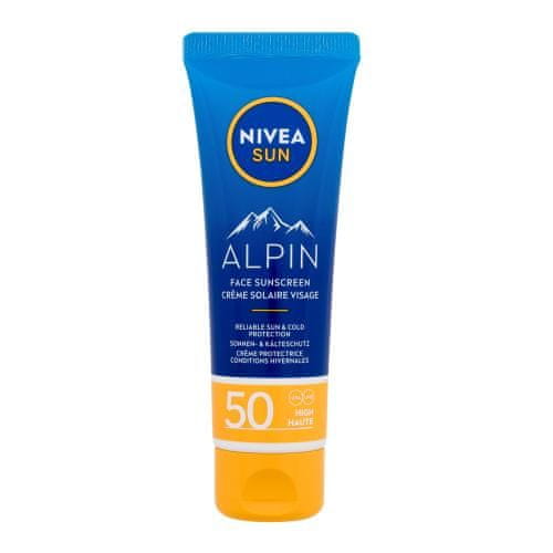 Nivea Sun Alpin Face Sunscreen SPF50 krema za zaščito kože pred uv žarki in mrazom za obraz 50 ml unisex