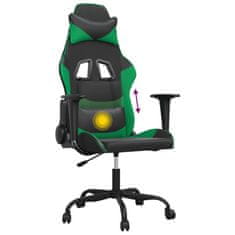 Vidaxl Masažni gaming stol črno in zeleno umetno usnje