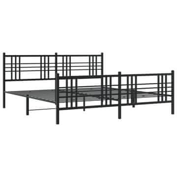 Vidaxl Kovinski posteljni okvir z vzglavjem in vznožjem črn 183x213 cm