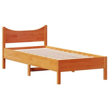 Vidaxl Posteljni okvir brez vzmetnice voščeno rjav 75x190 cm borovina
