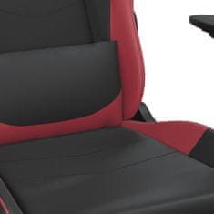 Vidaxl Masažni gaming stol črno in vinsko rdeče umetno usnje