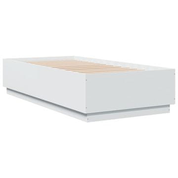 Vidaxl Posteljni okvir bel 75x190 cm inženirski les
