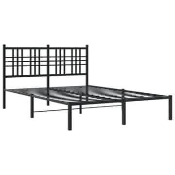 Vidaxl Kovinski posteljni okvir z vzglavjem črn 120x200 cm