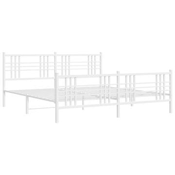 Vidaxl Kovinski posteljni okvir z vzglavjem in vznožjem bel 180x200 cm