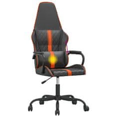 Vidaxl Masažni gaming stol oranžno in črno umetno usnje