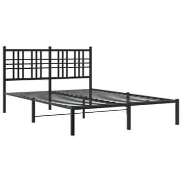 Vidaxl Kovinski posteljni okvir z vzglavjem črn 120x190 cm