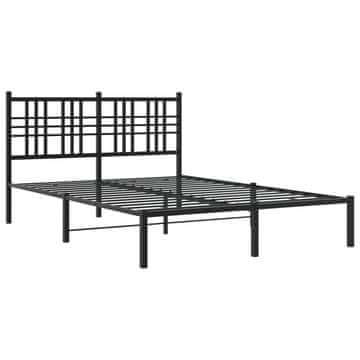 Vidaxl Kovinski posteljni okvir z vzglavjem črn 135x190 cm