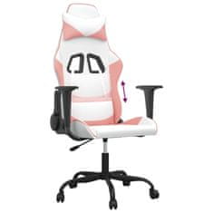 Vidaxl Gaming stol Bela in roza umetno usnje