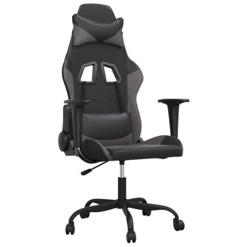 Vidaxl Gaming stol črno in siva umetno usnje