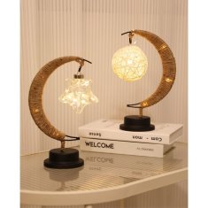 TIMMLUX LED namizna svetilka z ratanom Art Deco Twirl star na baterije