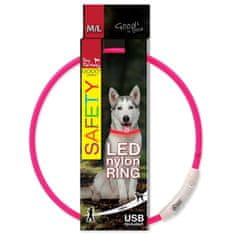 Dog Fantasy Ovratnica pes Fantasy LED najlon roza 65cm