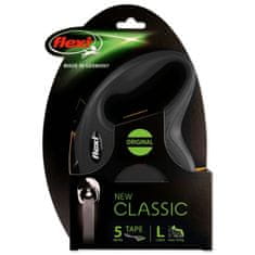 Flexi Povodec Classic New tape L črn 5m