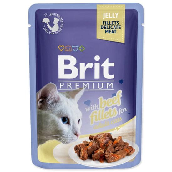 Brit Kapsula Premium Cat Delikatna govedina, fileti v želeju 85g