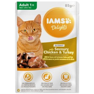 IAMS Cat Adult piščanec in puran v omaki žepek 85g