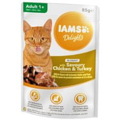 IAMS Kapsula Delights Adult piščanec in puran v omaki 85g