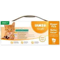 IAMS Delights Adult morski sadeži in meso s kopnega v omaki, večpak 4080g (48x85g) - različne različice ali barve