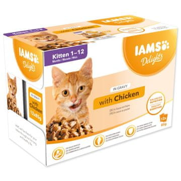 IAMS Cat Kitten piščanec v omaki, večpak 12x85g