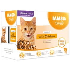 IAMS Delights Kitten piščanec v omaki v večpakovem pakiranju 1020g (12x85gr)