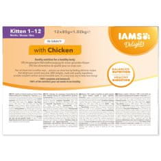 IAMS Delights Kitten piščanec v omaki v večpakovem pakiranju 1020g (12x85gr)