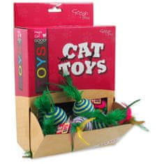Magic cat Igrača Magic Mačja žoga s črtami in perjem bombaž 4,5cm 30ks