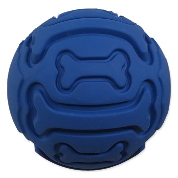 Dog Fantasy Žogica pes Fantazija guma, vzorec kosti piskanje modra 7,5cm