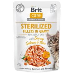 Brit Care Cat Steriliziran losos in tuna, fileti v omaki 85g