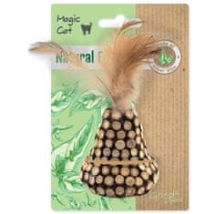Magic cat Igrača Natural Fun Cone z naravnim perjem in leseno oblogo 13cm