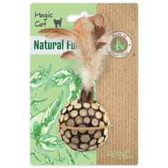 Magic cat Igrača Natural Fun Ball z naravnim perjem in leseno strukturo 13cm